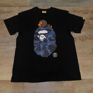 BAPE Blue Camo Ape Head Baby Milo Black T-Shirt